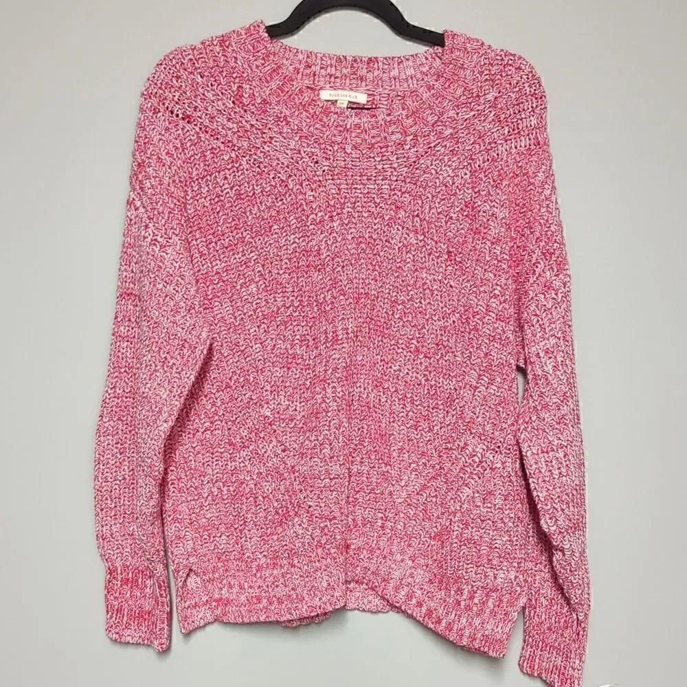 Skies Are Blue Red and White Cable Knit Sweater